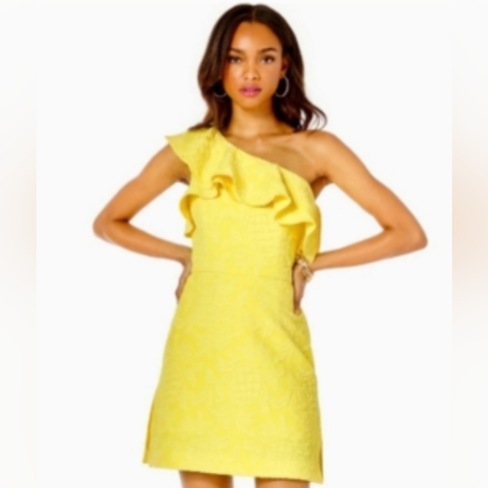 NWT Lilly Pulitzer Kipton Romper Calla Yellow Pineapple Pucker Jacquard 14